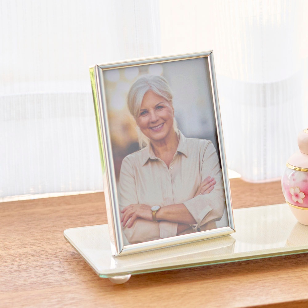 その他手元供養品,フォトフレームシンプルなシルバーフレーム・ガラス