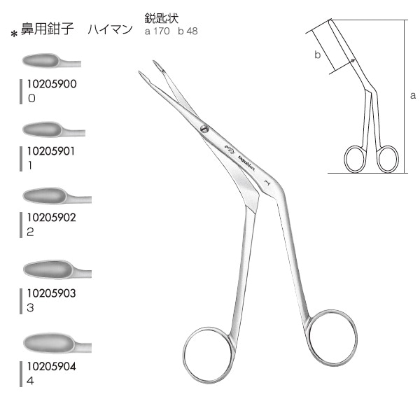 永島医科 鼻用鉗子 ハイマン氏 鋭匙状をお探しなら「ENTnet」