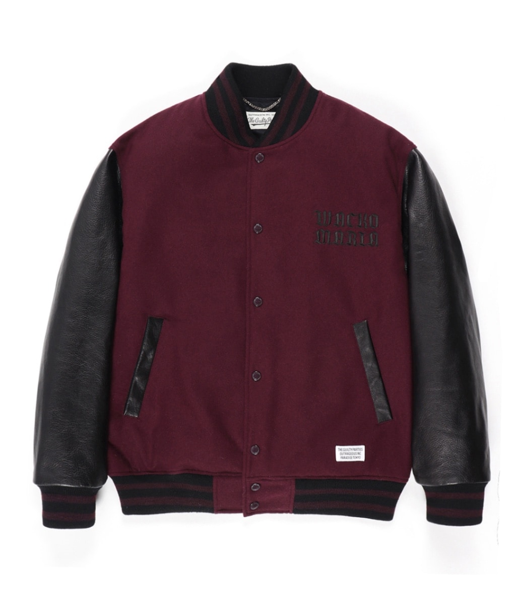 LEATHER VARSITY JACKET (TYPE-2)【BURGUNDY】｜WACKO MARIA｜MELTING