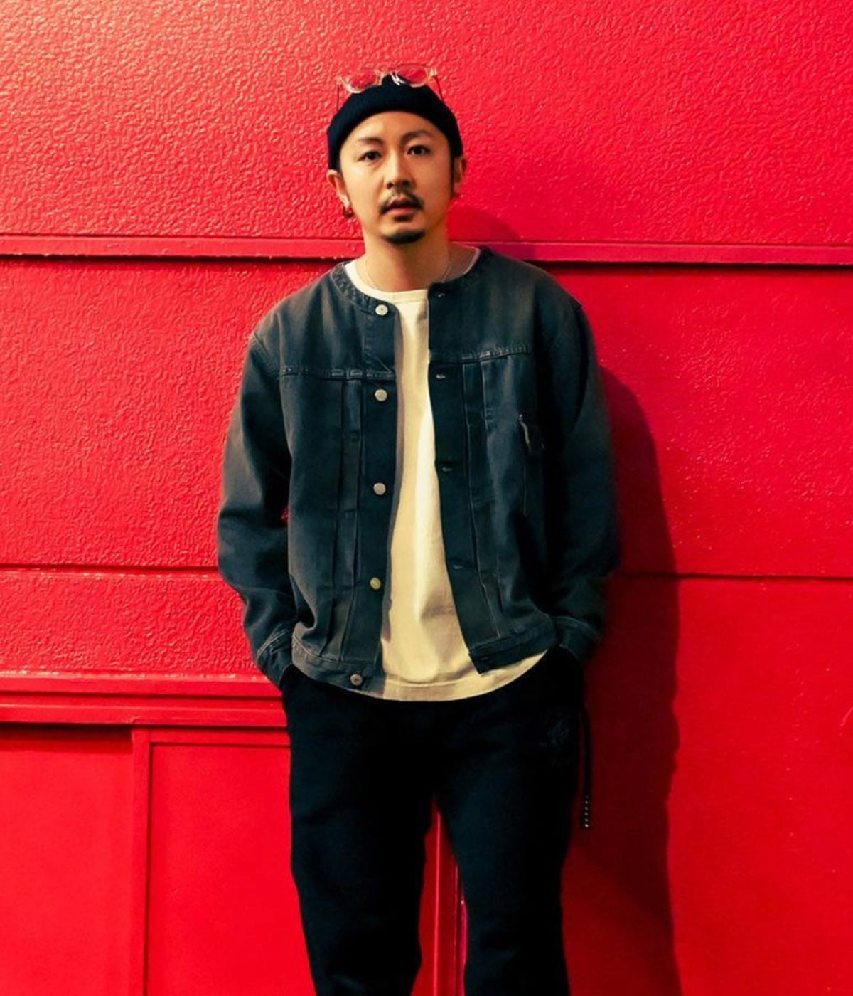 1st TYPE NO COLLAR DENIM JACKET【USED BLACK】｜CALEE｜MELTING POT