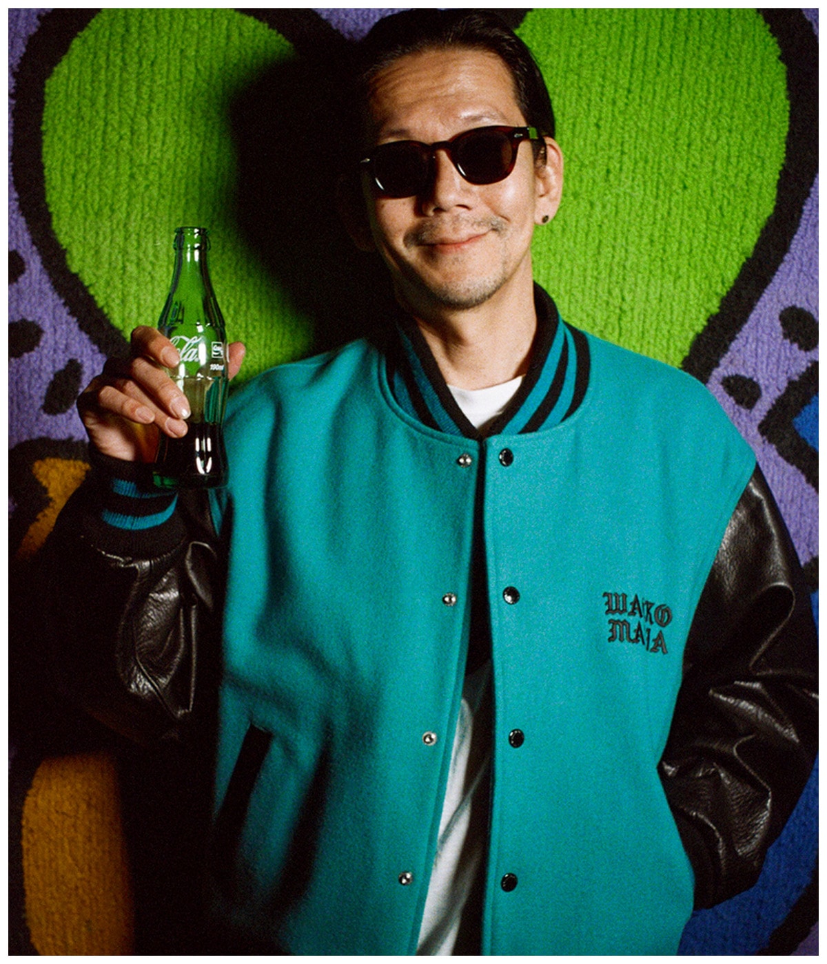 COWHIDE LEATHER VARSITY JACKET -B- (TYPE-1)【EMERALD】｜WACKO