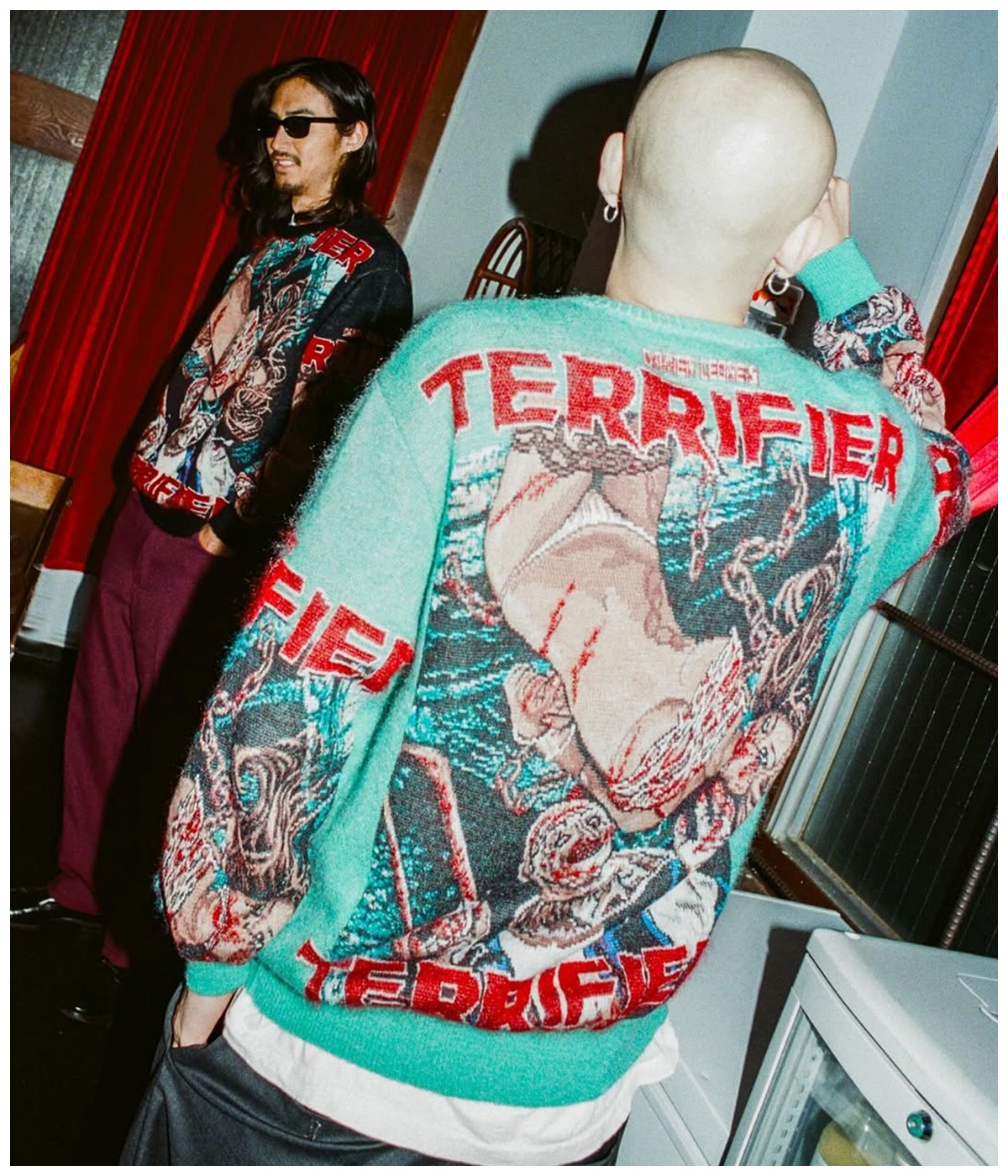 TERRIFIER / MOHAIR JACQUARD KNIT SWEATER【MINT】｜WACKO MARIA