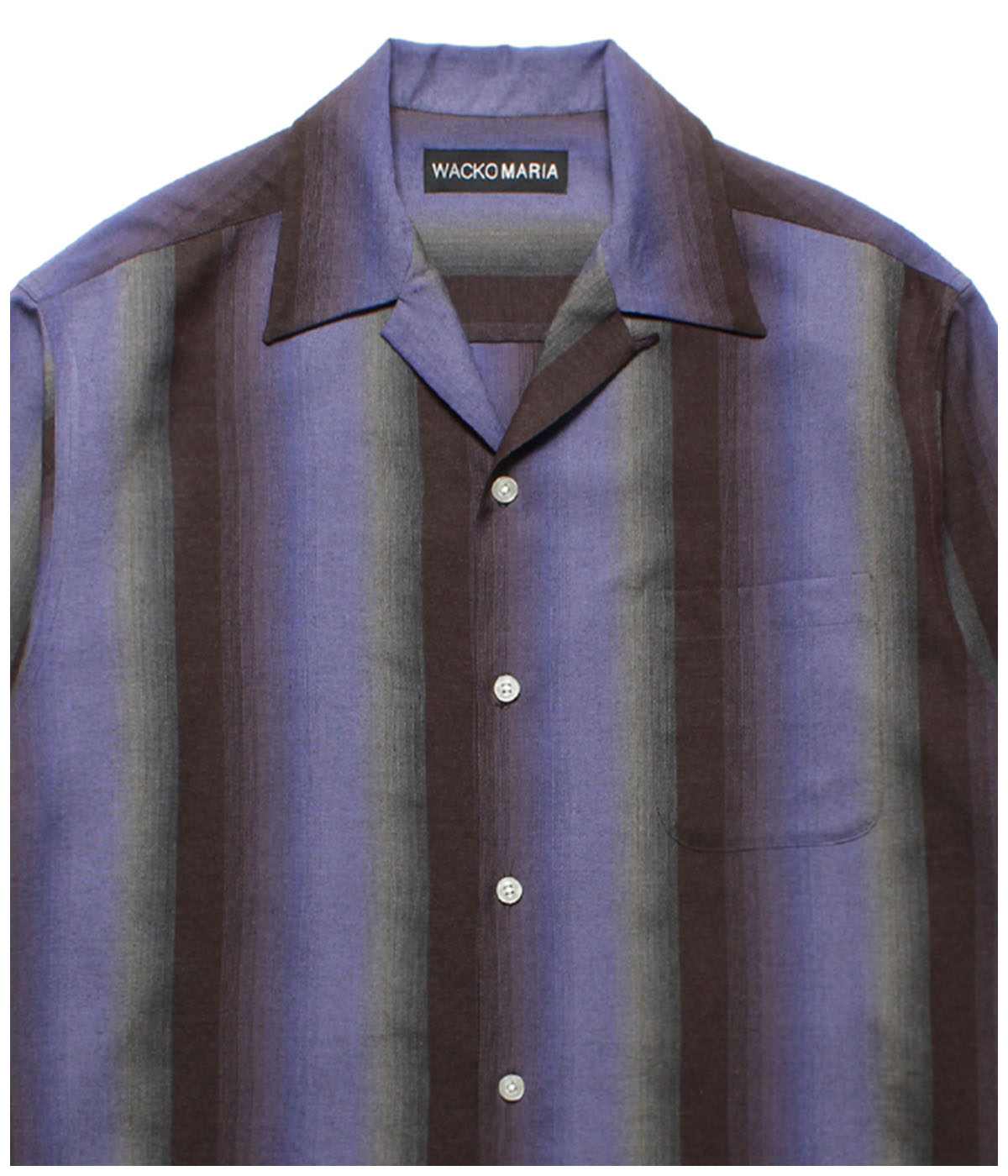 OMBRE STRIPE OPEN COLLAR SHIRT【PURPLE】｜WACKO MARIA｜MELTING POT