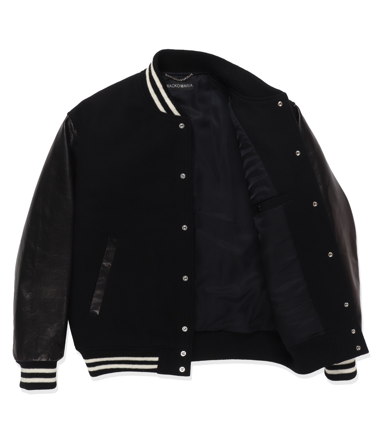 LEATHER VARSITY JACKET (TYPE-2)【BLACK】｜WACKO MARIA｜MELTING POT