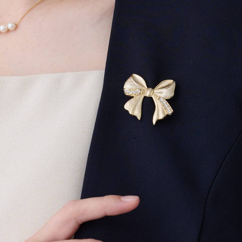 日本製 K18GP リボン モチーフ ブローチ | ショールピン・ブローチ