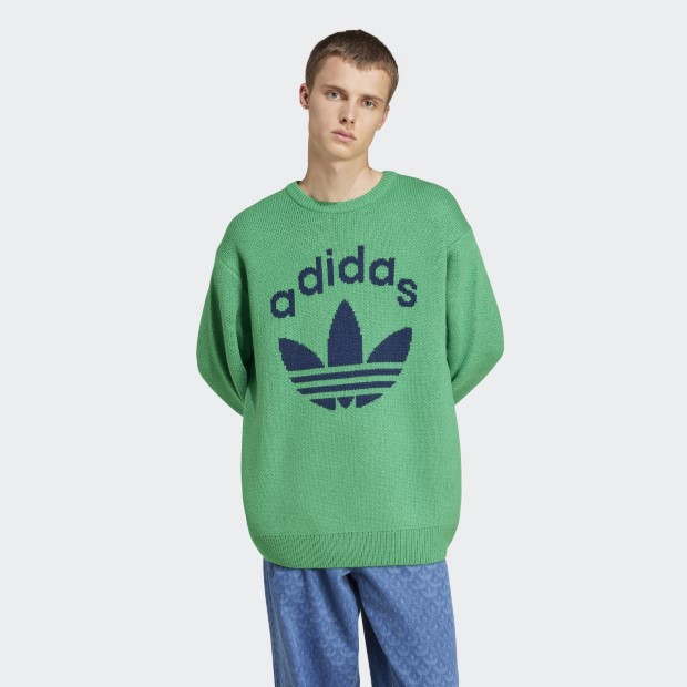 アディダス オリジナルス 70S クルーネックセーター グリーン