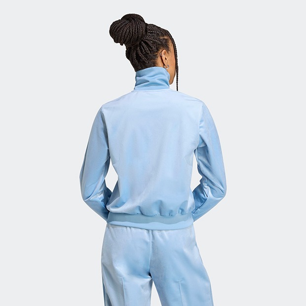 レディース アディカラー ベロア トラックトップ アッシュブルー