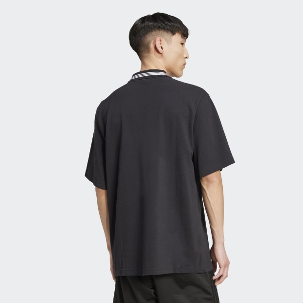 アディカラー ルーズフィット ポロシャツ ブラック×ホワイト