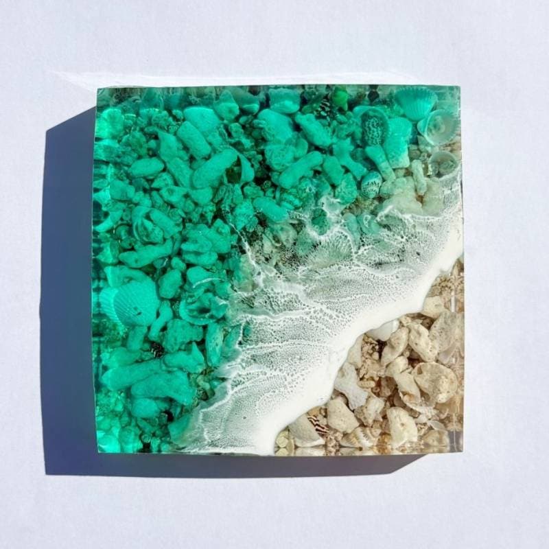 6 ocean mold art】 ～100×100×20mm～ エポキシレジン作品 エポキシ