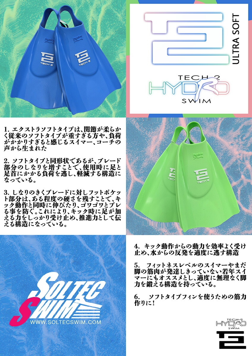 ハイドロテック2フィン（左右セット） 【水泳練習用具】SOLTEC
