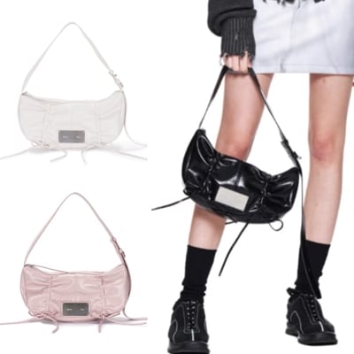 期間限定割引】 MATIN KIM リボン ハンドバッグ(全3色) HALF SHIRRING