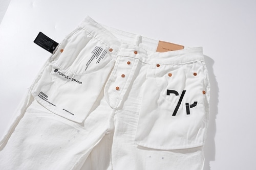 PURPLE BRAND ウォッシュド ペイント ダメージデニム イン ホワイト