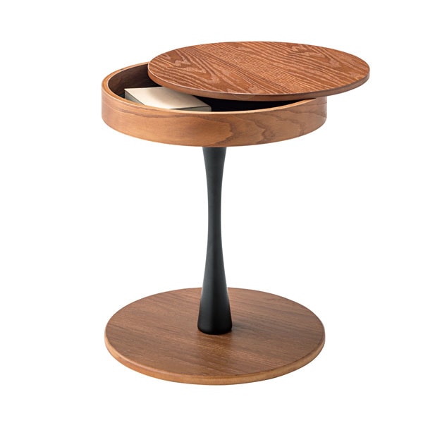 ミッドセンチュリー ブラウン 木製サイドテーブル ボールキャスター