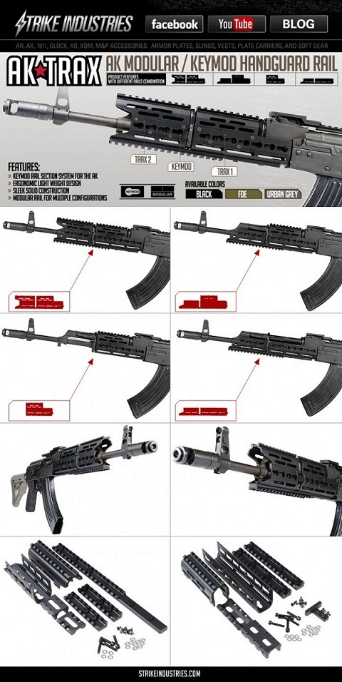 店内全品5％OFFクーポン】AK TRAX1&2セットKEY-MOD レイルハンドガード