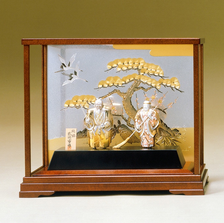 武比古 純銀 高砂4号（背景付） | 銀製品,純銀製置物,高砂 | 森銀器