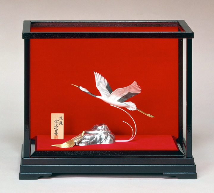 武比古 純銀 鶴 1羽 4号 | 銀製品,純銀製置物,鶴 | 森銀器製作所公式