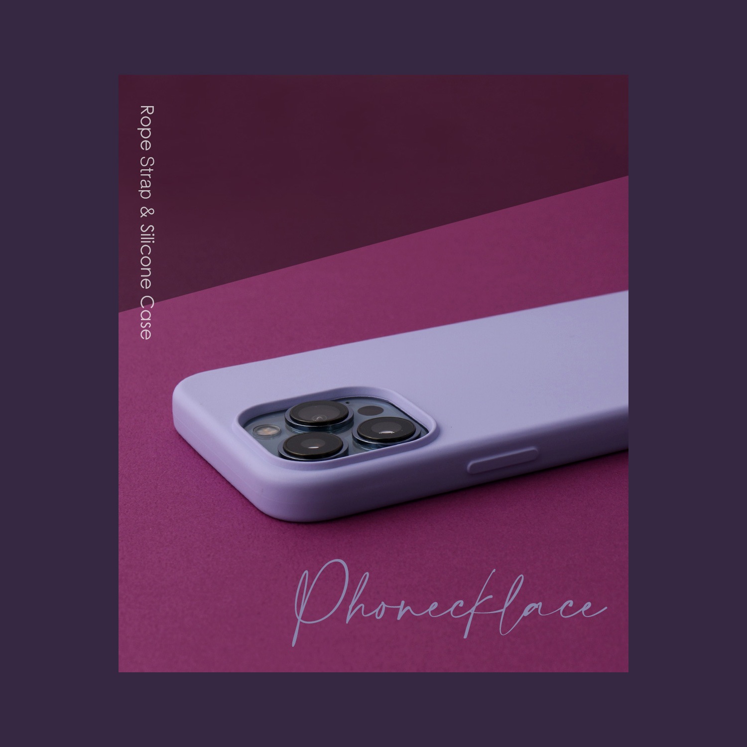 PHONECKLACE ロープ ネックストラップ付き シリコンケース ラベンダー