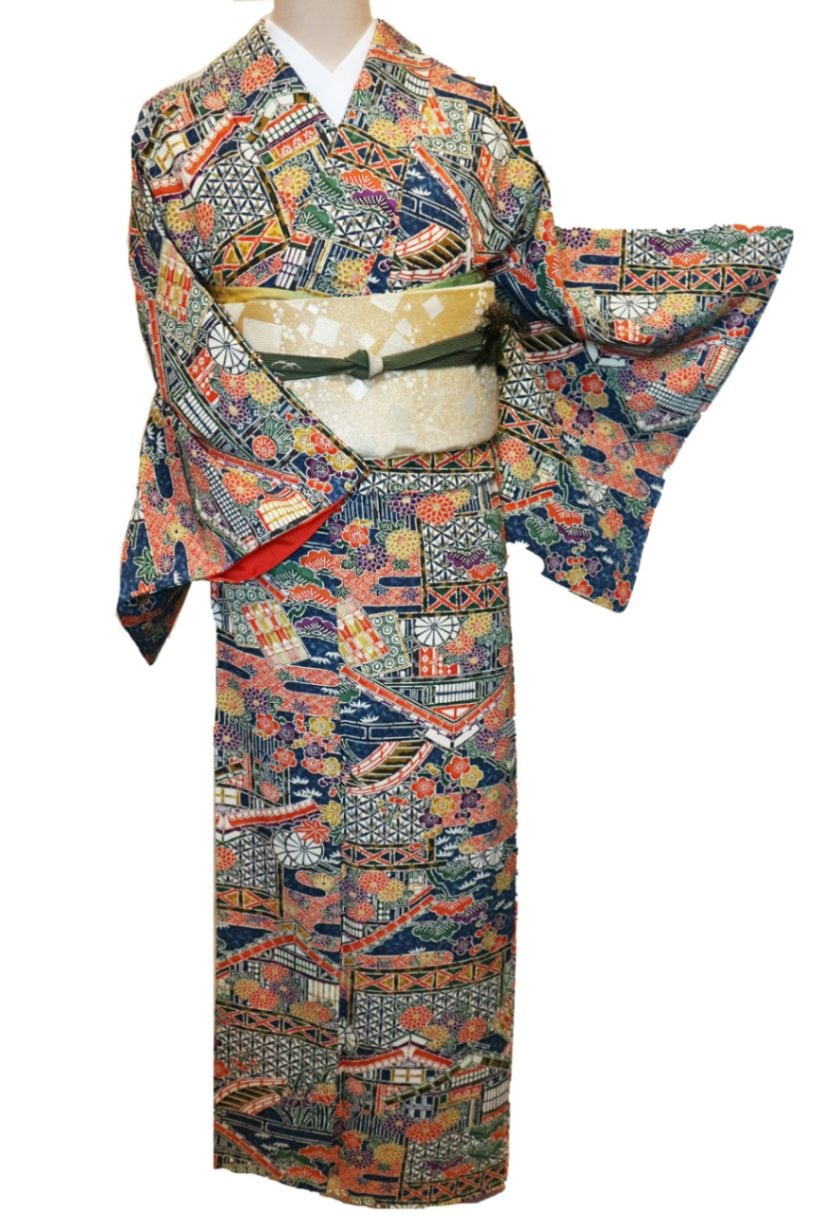 正絹小紋「風景に四季花総柄」 | 種類から探す,小紋 | きものサロン