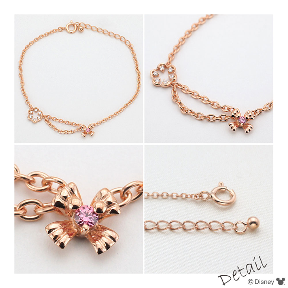 ディズニー] ミッキー シルバー ピンク キュービックジルコニア