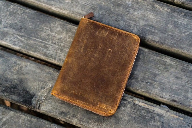 ガレンレザー 5本差しジップペンケースクレイジーホース ブラウン GA