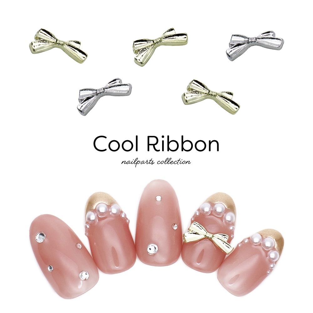 ネコポス送料無料】ネイルパーツ クールリボンパーツ [ゴールド