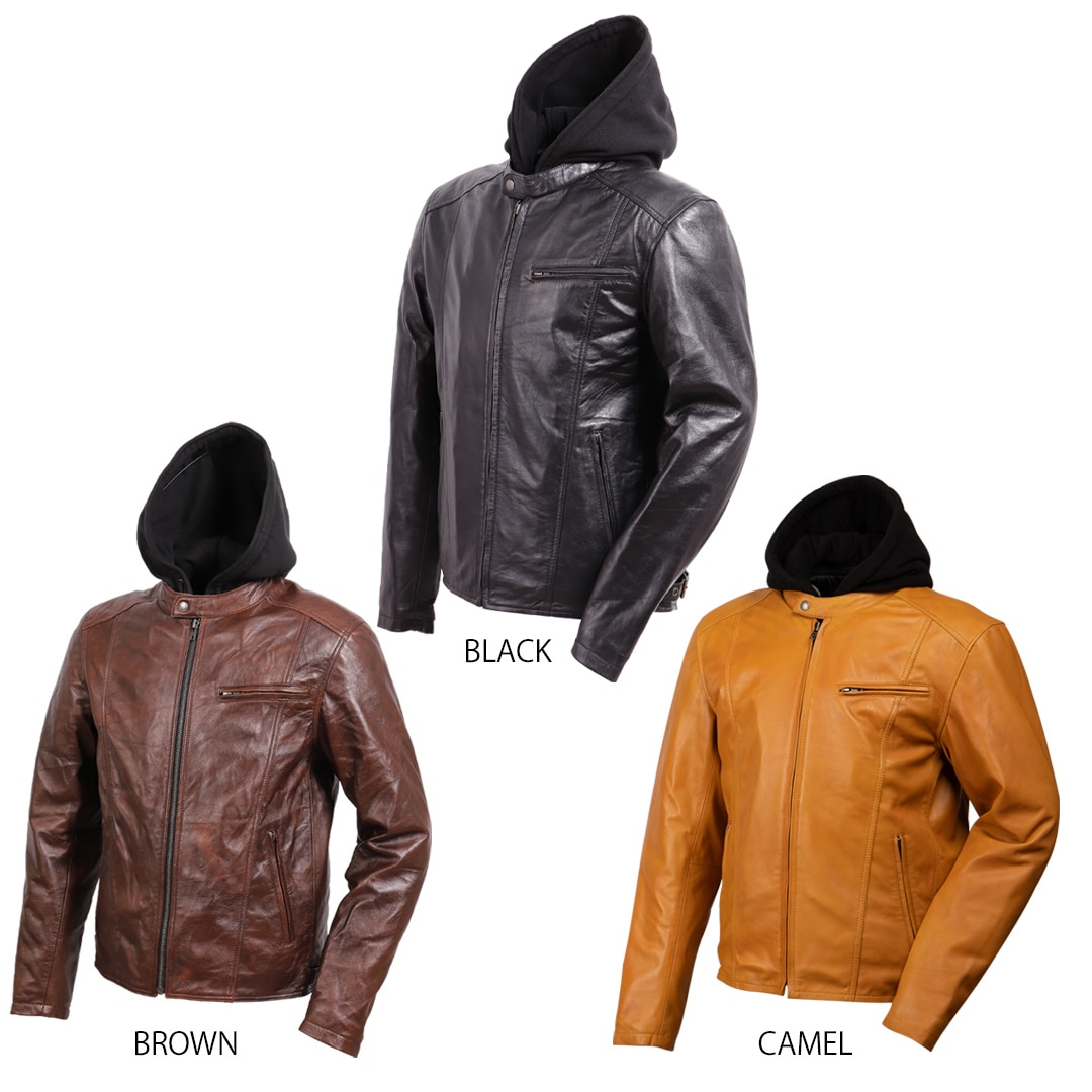 バイク レザーフーディージャケット[24WJ-5] ウェア,メンズ,ジャケット