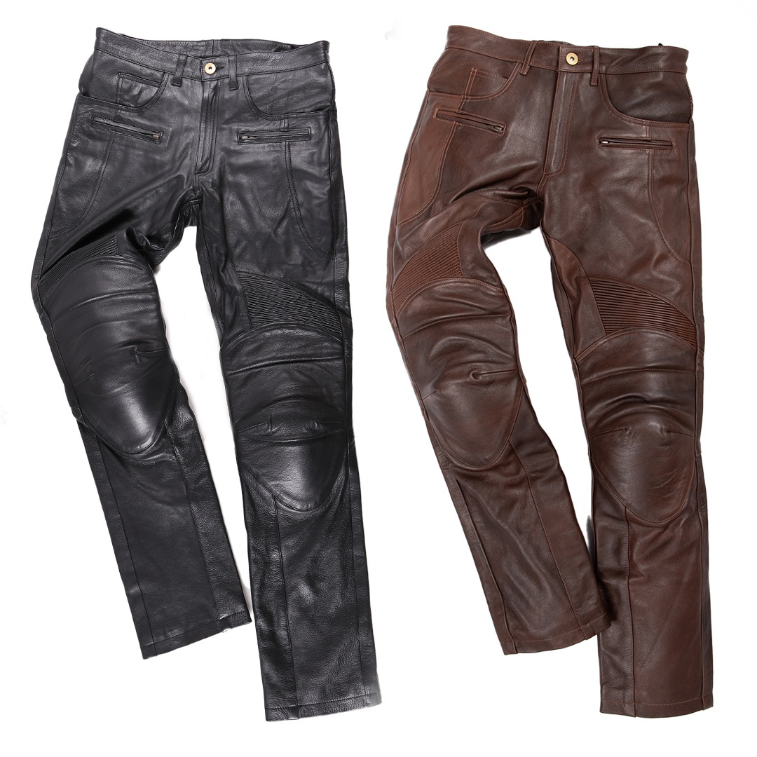 バイク 【2XL追加決定】メンズプロテクター付レザーパンツ[DP-28