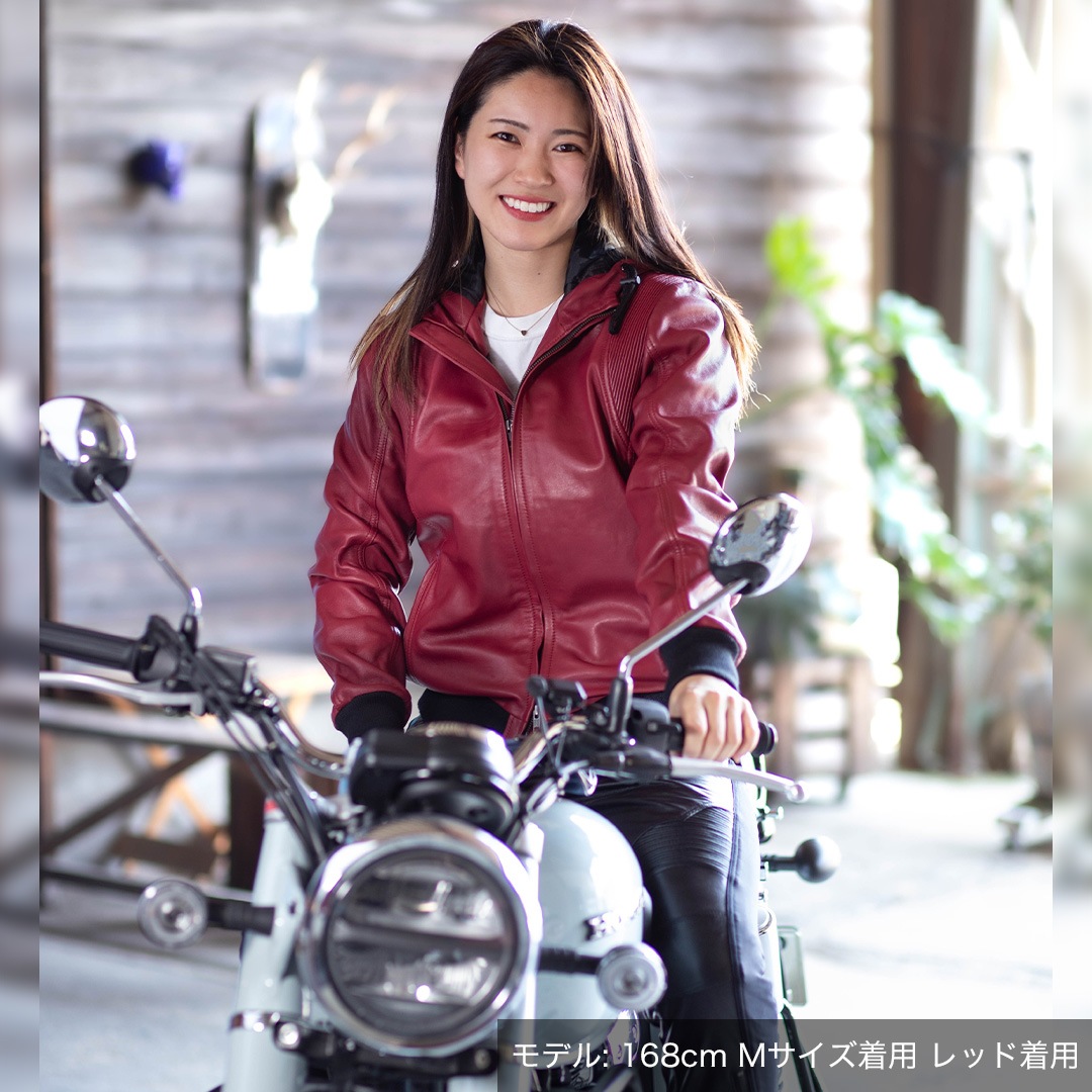バイク レディースフード付きレザージャケット[FR25WJ-5] ウェア