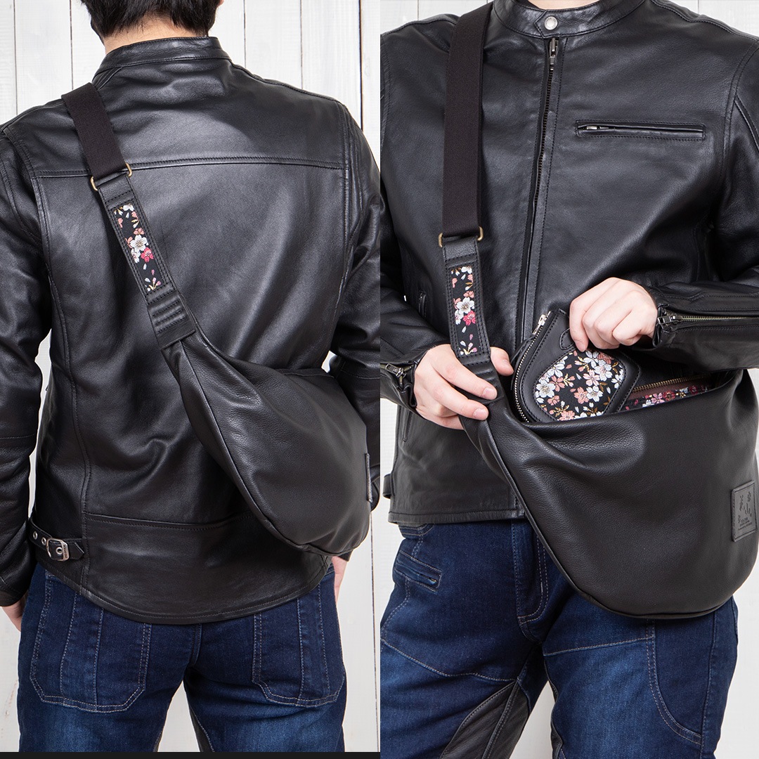 バイク 花山レザーボディバッグ[W-105K] 花山,カジュアルバッグ
