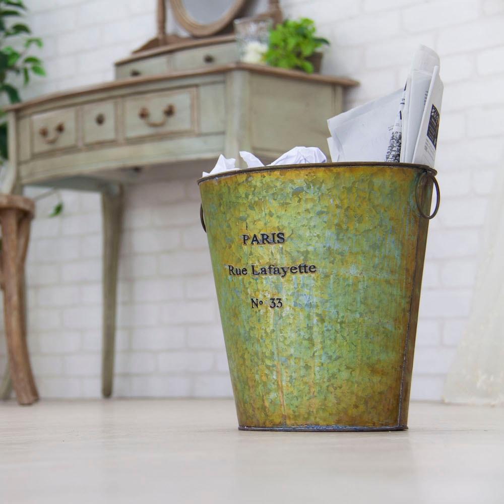 おしゃれなアンティーク調のゴミ箱・ダストボックス スチール/丸型