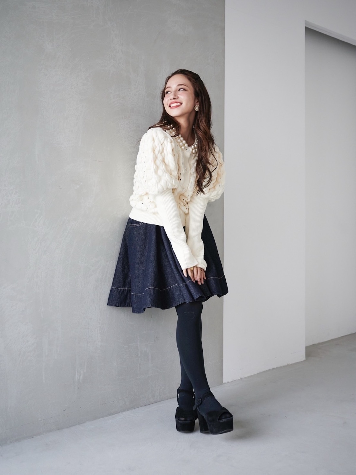 パールカーディガン/ホワイト | TOPS | OBLI