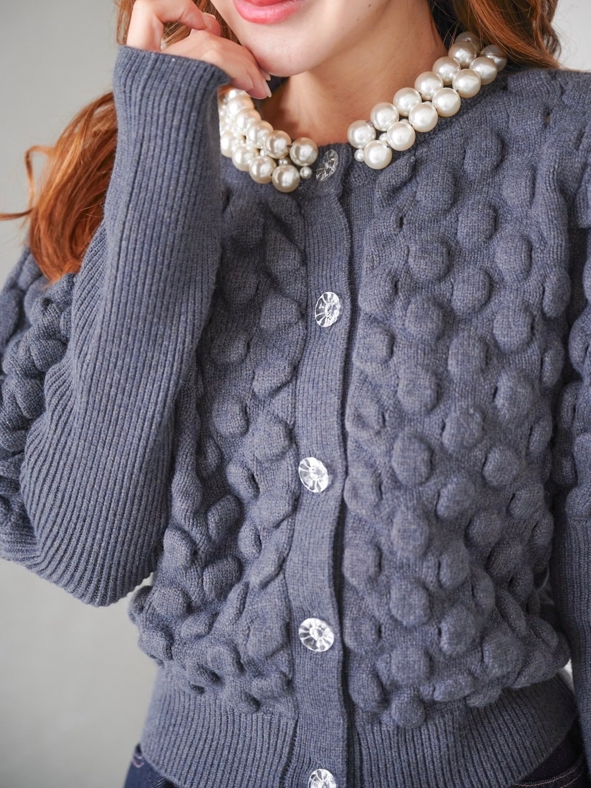 パールカーディガン/グレー | TOPS | OBLI