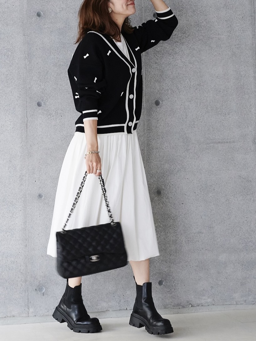 リボンカーディガン/ブラック | ALL | OBLI