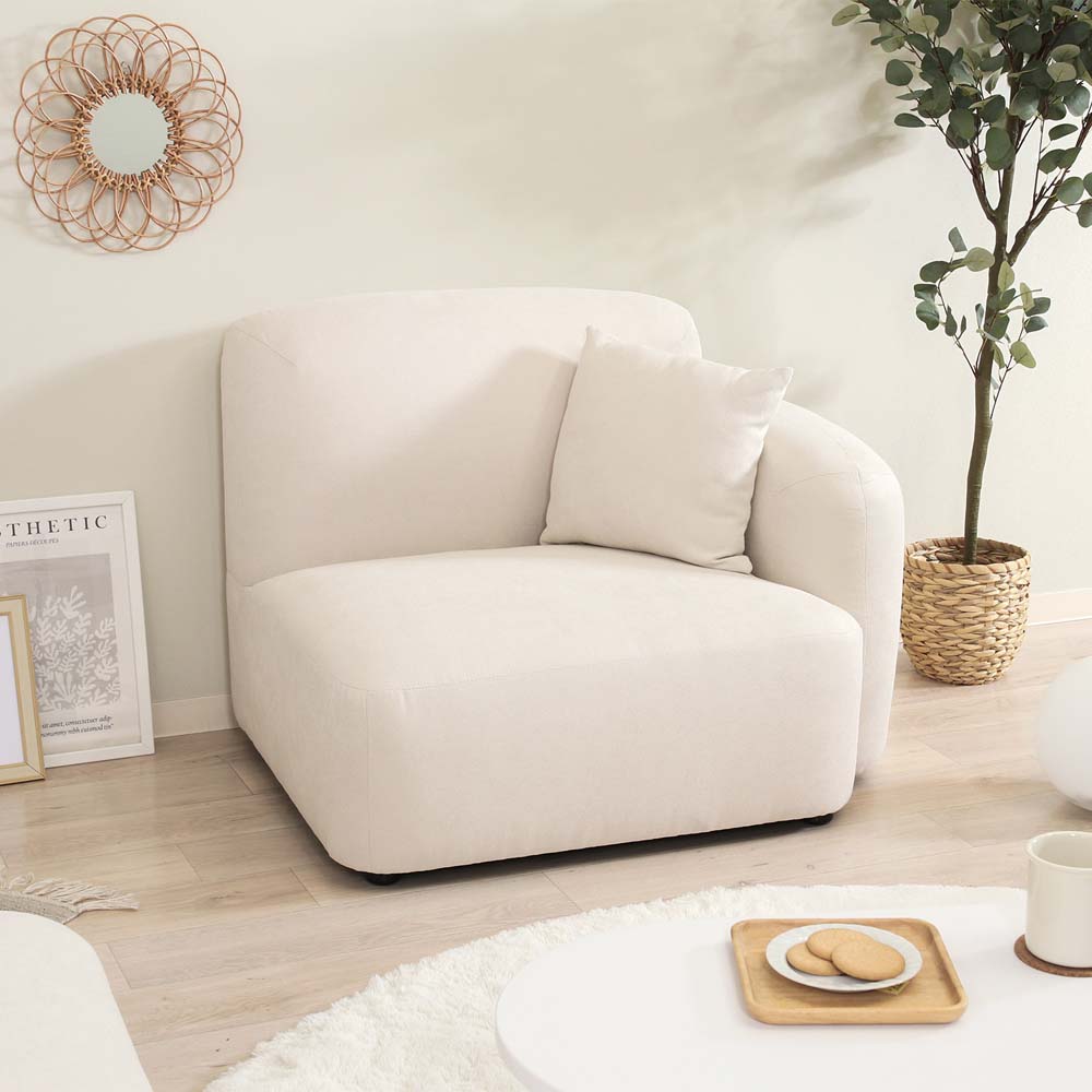 不二貿易 Chamill 1人掛けソファ(左肘) アイボリー 41305 | 家具