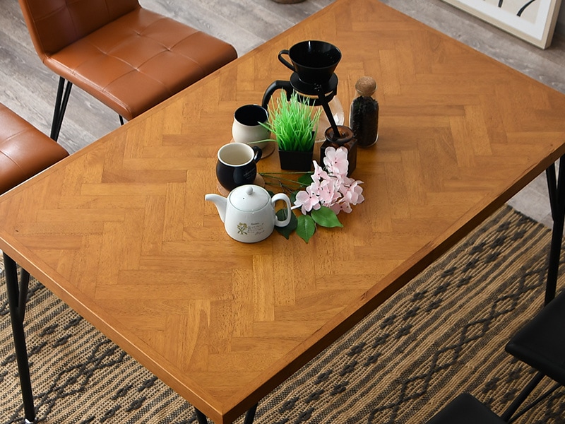 ダイニングテーブル ヘリンボーン 幅120cm 単品 テーブルのみ 天然木