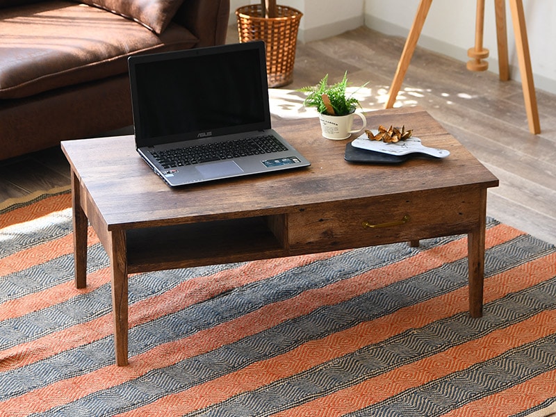 サイドテーブル センターテーブル 引出し 完成品 ローテーブル