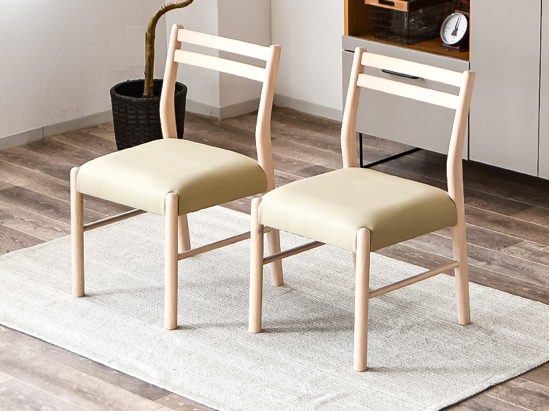ダイニングチェア 2脚セット 木製 完成品 白 ホワイト 韓国風 シンプル