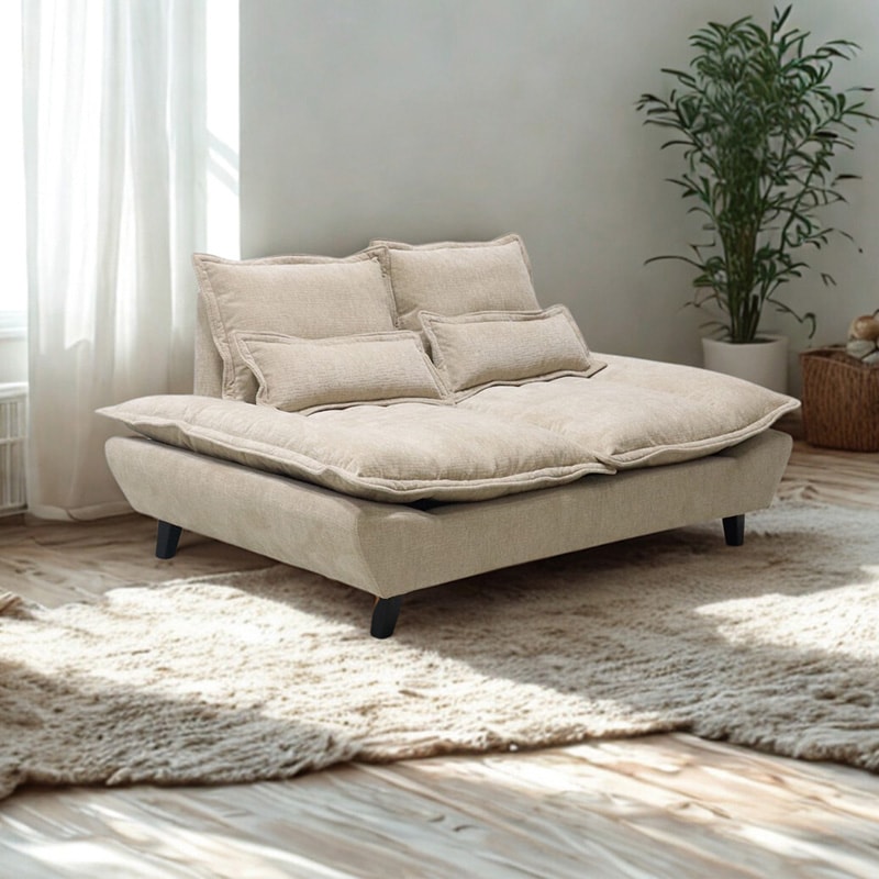 ソファー 2人掛け ふわふわ 背もたれ可動式 肘なし ファブリック