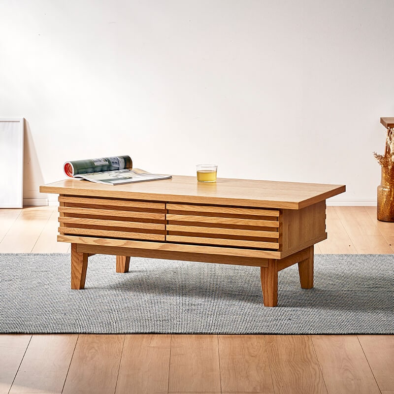 大川家具】センターテーブル 102cm幅 アージュ ウォールナット/レッド