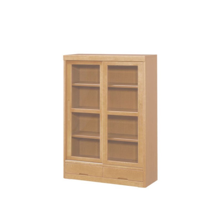 浜本工芸】 書棚 No.8600H 幅85cm 引戸扉付 ナラ材 国産家具 | Ohkawa