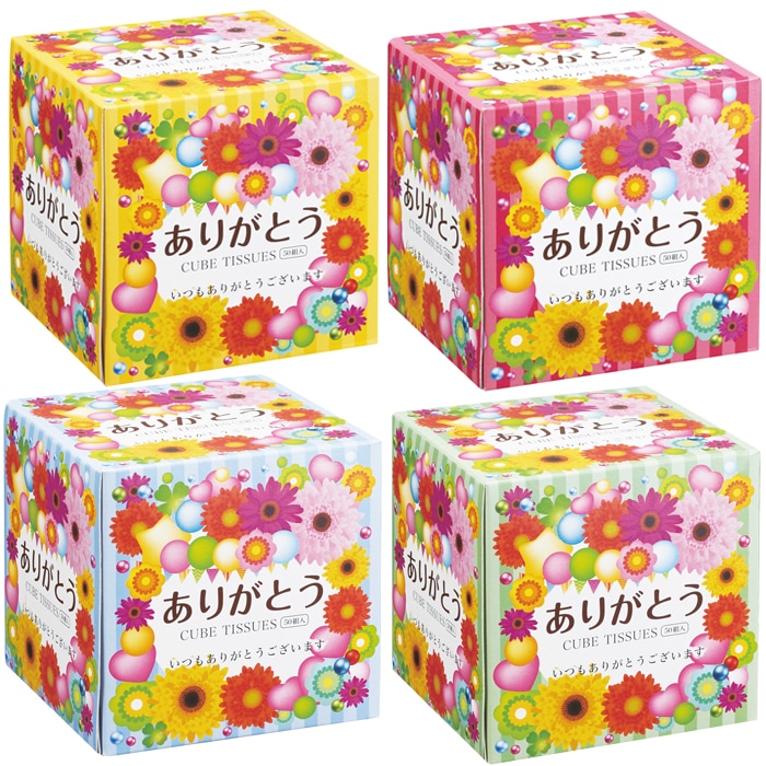 ありがとうCUBEボックスティッシュ 100個セット(1c/s) ☆ありがとう