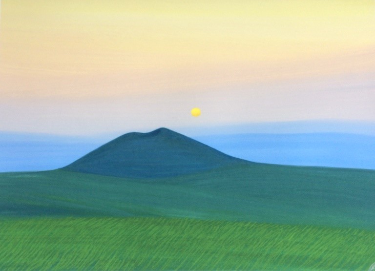 絵画 葉祥明 夕陽の丘