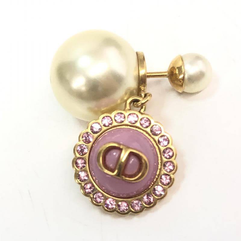 中古】片耳)Christian Dior Tribales ピアス ピンク レジンパール