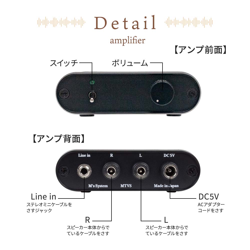 エムズシステム MS-dt08 アンプ内蔵波動スピーカー シュエット 黒