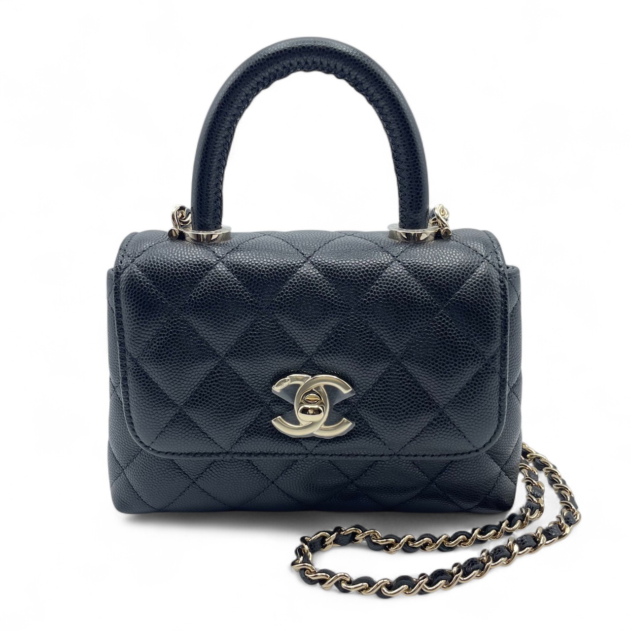 シャネル ココハンドル ミニミニ AP4244 ブラック キャビアスキン