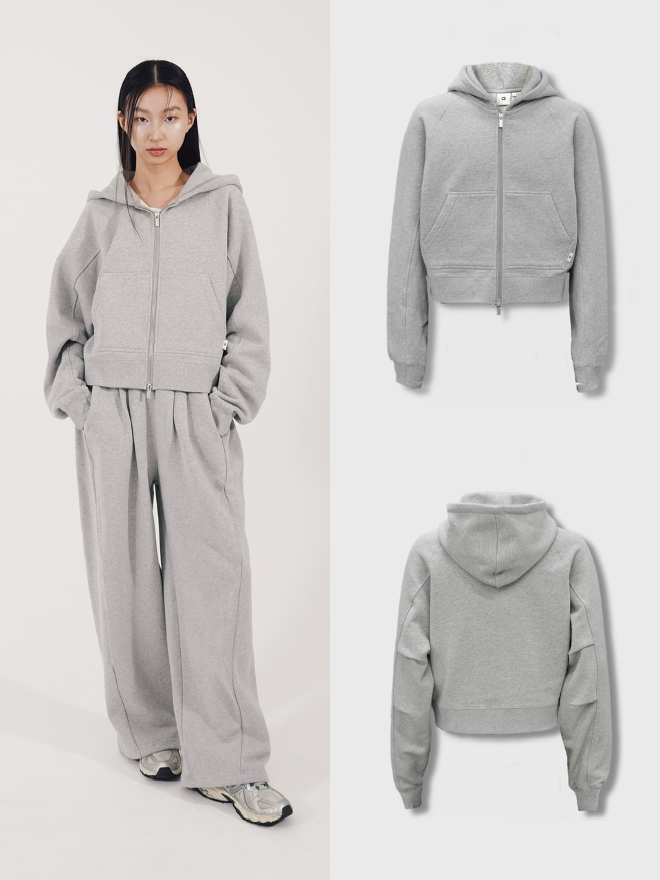 CS】cropped double zip hoodie (gray) | OUR BRAND,Chikashitsu +,CS