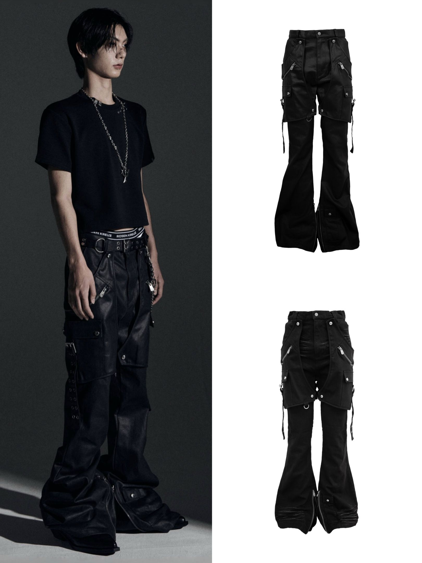 Rosen Kreuz】SIDE BELT DOCKING FLARE PANTS | OUR BRAND,Rosen Kreuz