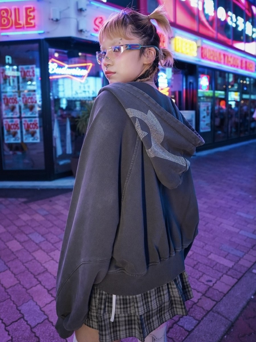 NMTXU】rhinestone design zip parka / 【エヌエムティーエックスユー