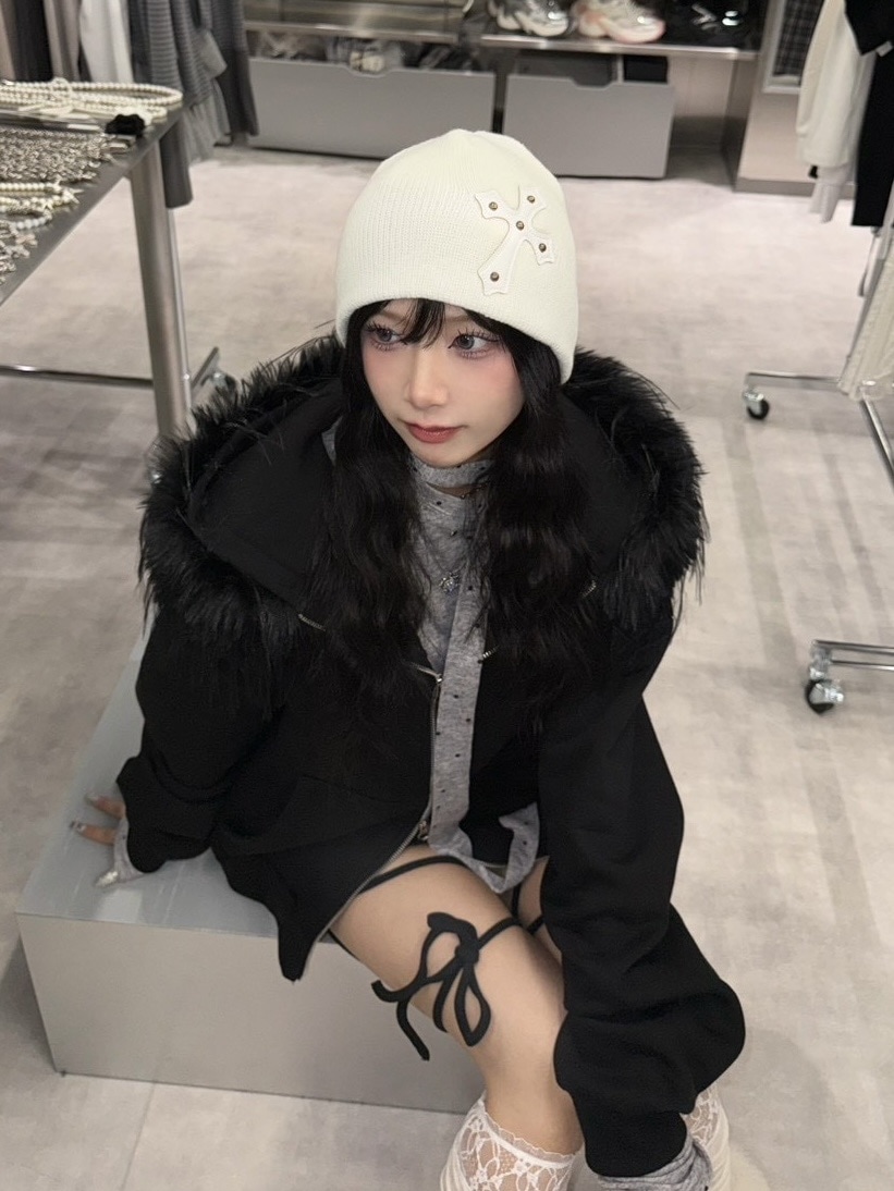 受注制【nmtc +】simple fur zip up hoodie 【エヌエムティーシー