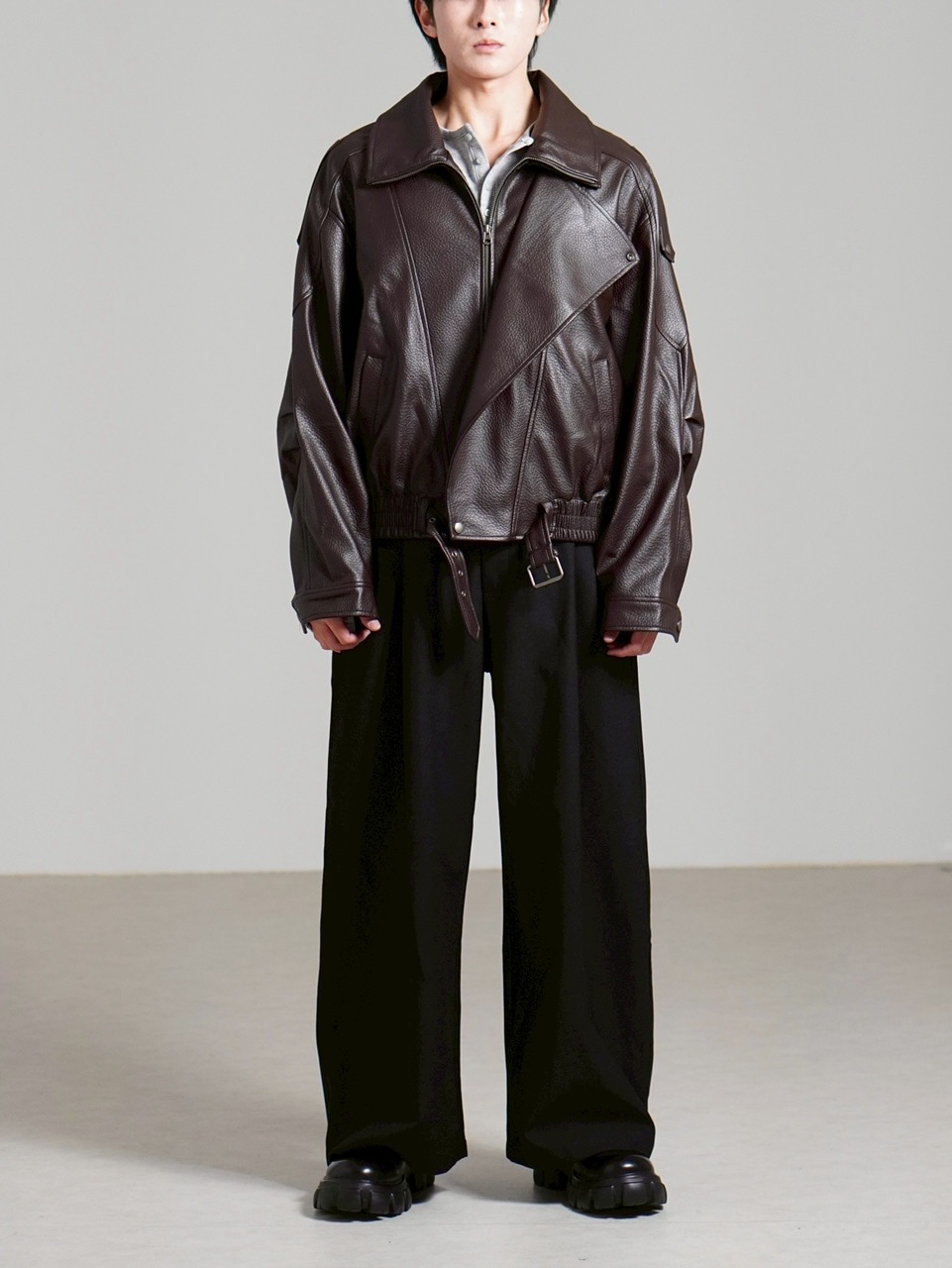 受注制【Chikashitsu +】high neck non-leather bomber jacket